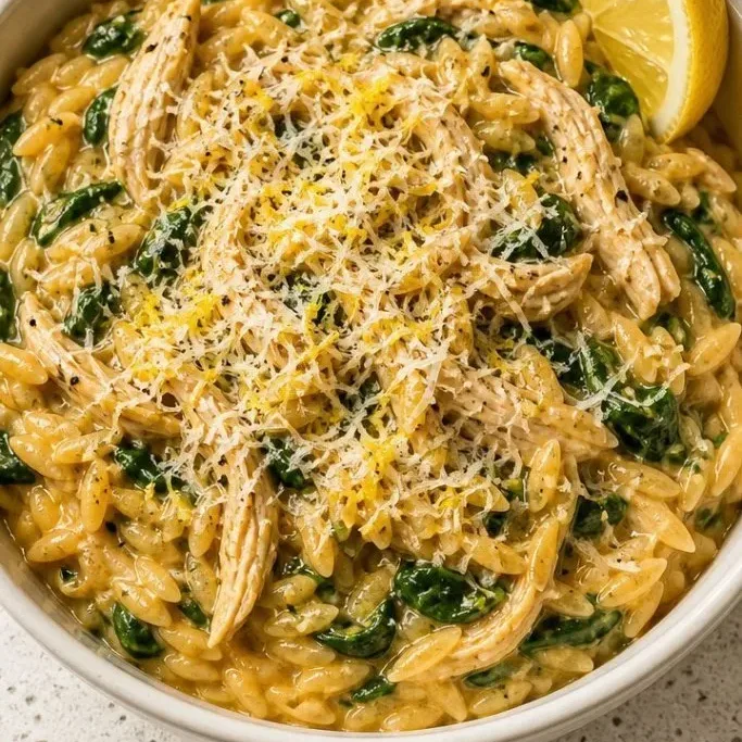 Creamy Crockpot Chicken Orzo with Lemon & Parmesan Crockpot Chicken Orzo
