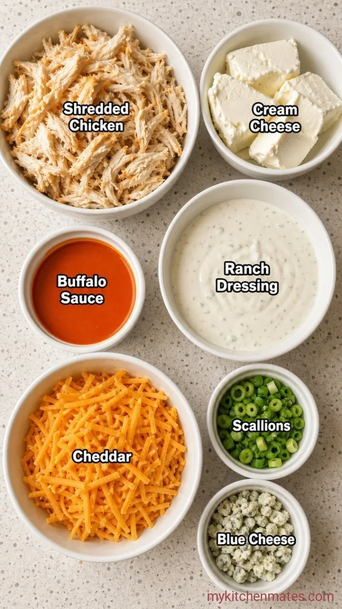 Easy Crockpot Chicken Wing Dip (Buffalo Style) Ingredients