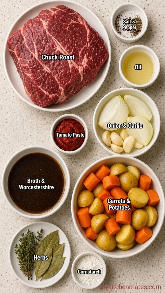 Fall-Apart Tender Crockpot Chuck Roast Ingredients