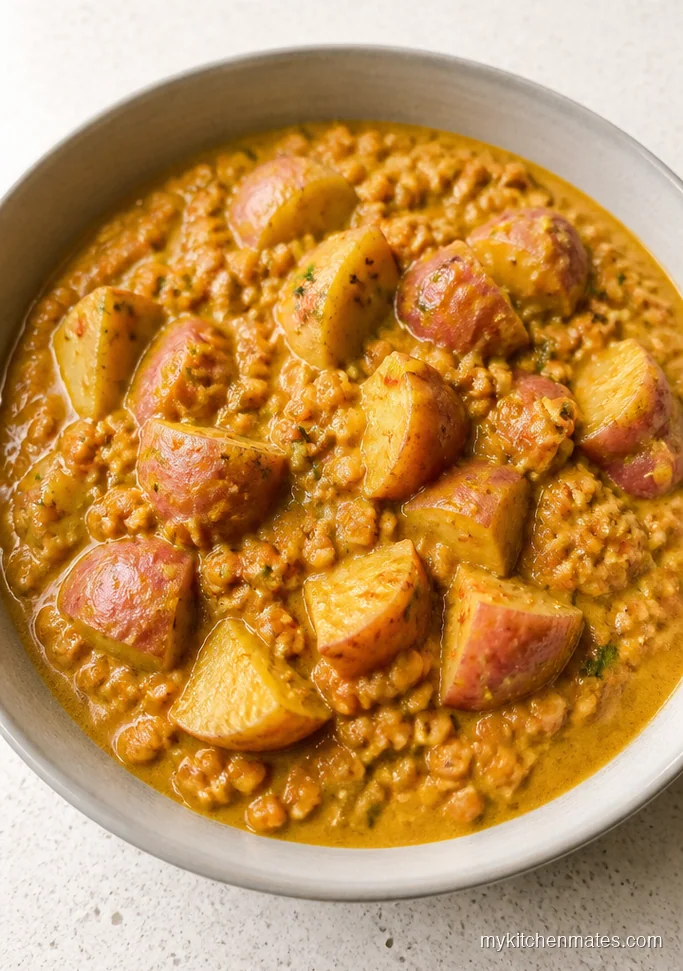 Crockpot Coconut Curry Lentil Potatoes