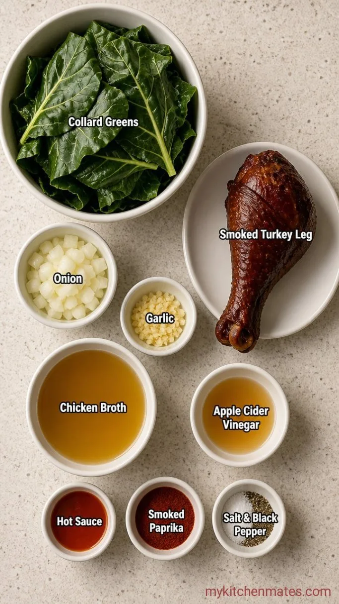 Crockpot Collard Greens with Smoked Turkey Ingredients