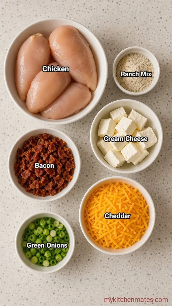 Creamy 5-Ingredient Crockpot Cracked Chicken Ingredients