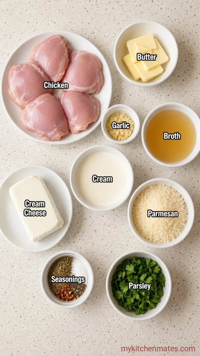 Creamy Crockpot Garlic Parmesan Chicken Ingredients