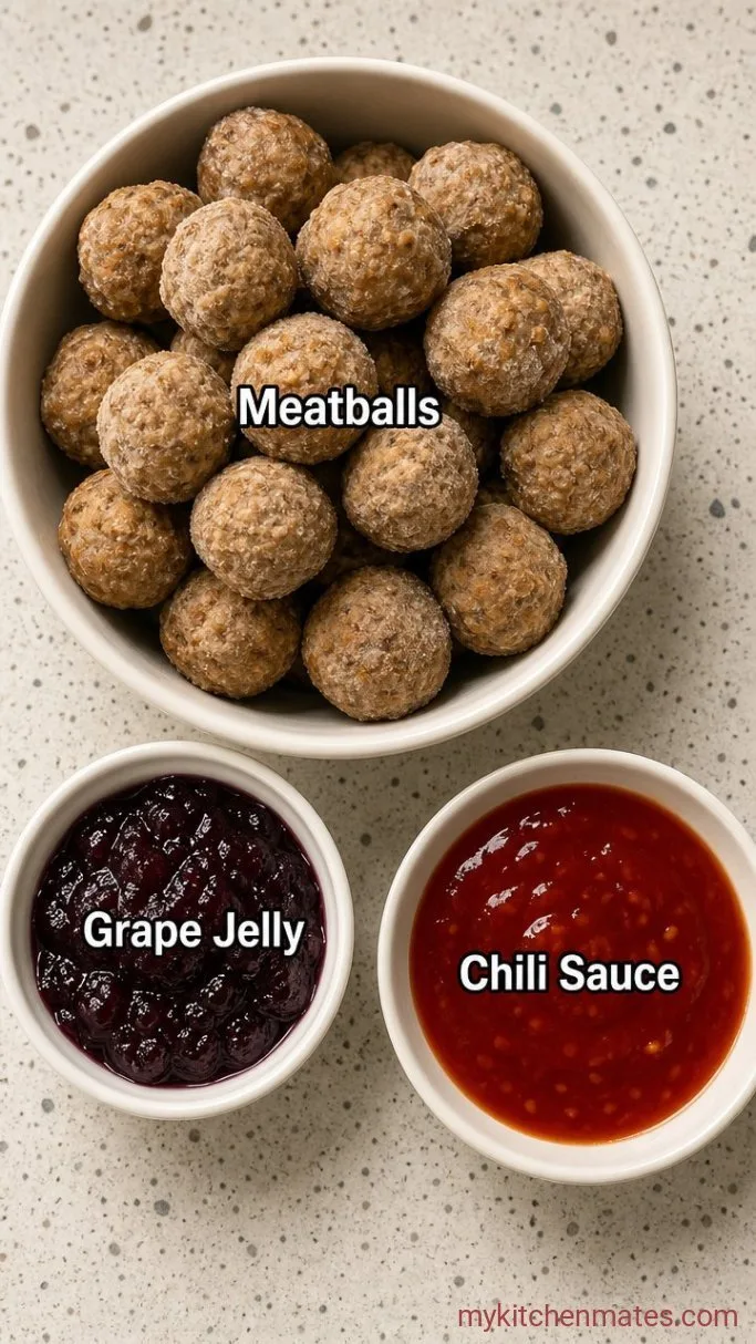 3-Ingredient Crockpot Grape Jelly Meatballs Ingredients