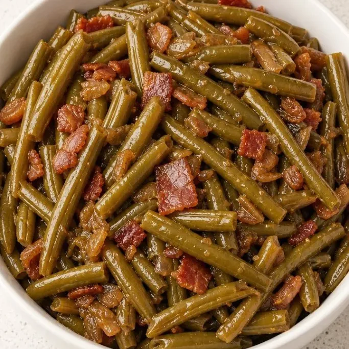 Tender Crockpot Green Beans with Smoky Bacon Crockpot Green Beans