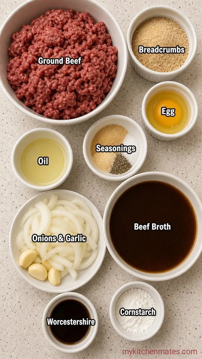 Crockpot Hamburger Steaks with Onion Gravy Ingredients