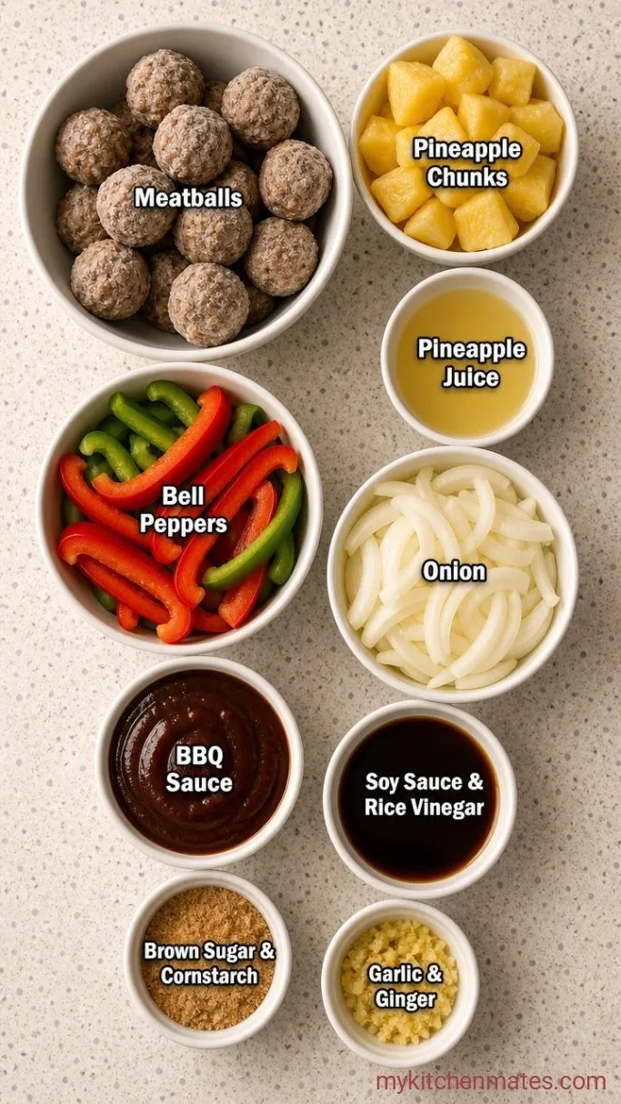 Crockpot Hawaiian Meatballs with Sweet Pineapple Sauce Ingredients