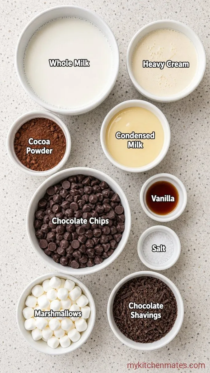Crockpot Hot Chocolate (Creamy, No-Stir, and Totally Hands-Off) Ingredients