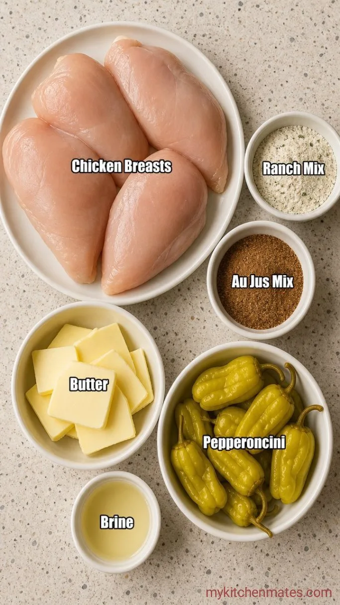 5-Ingredient Slow Cooker Mississippi Chicken Ingredients