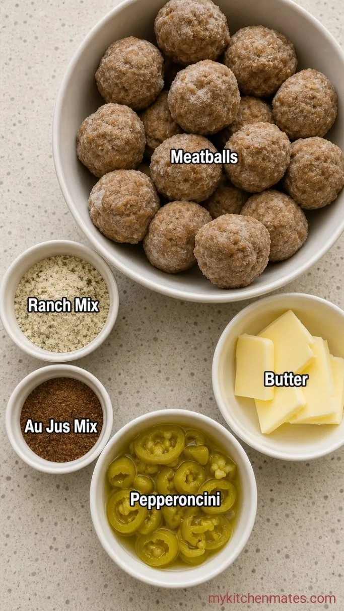 5-Ingredient Crockpot Mississippi Meatballs Ingredients