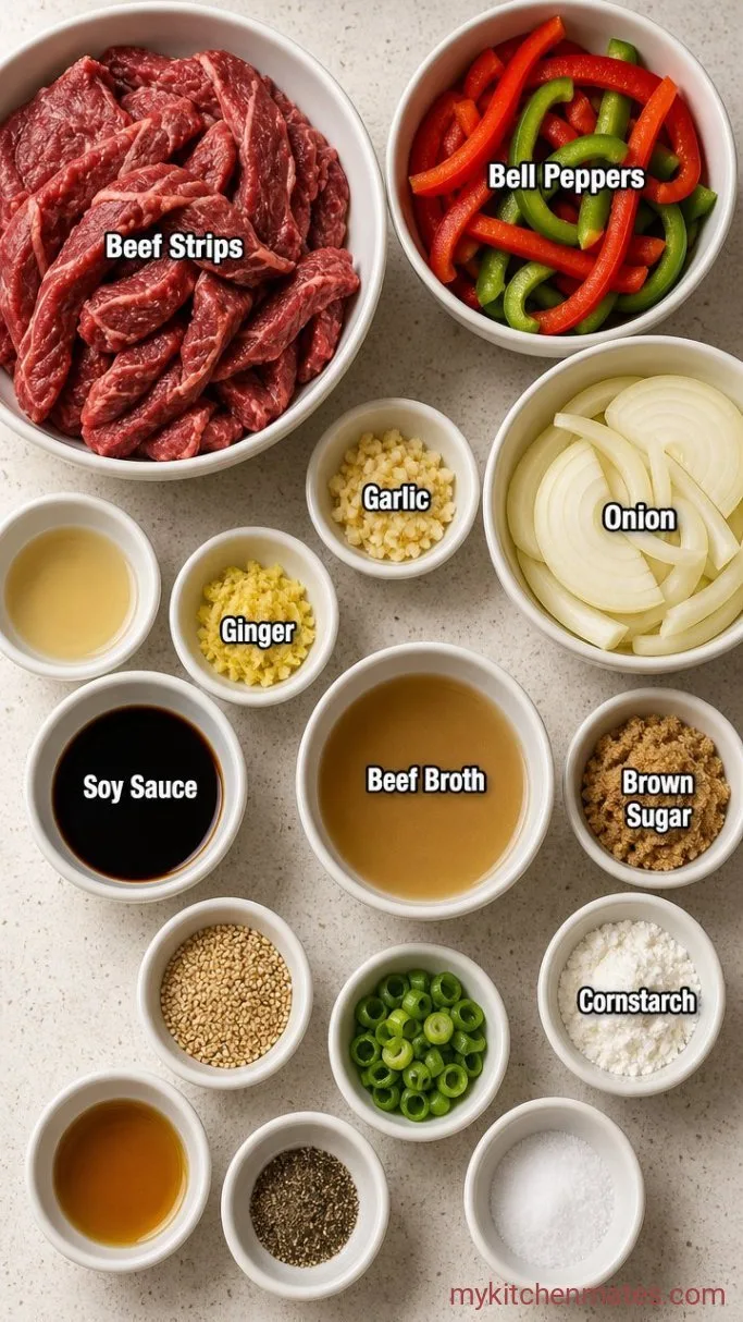Crockpot Pepper Steak: Tender Beef, Bell Peppers, and Savory Sauce Ingredients