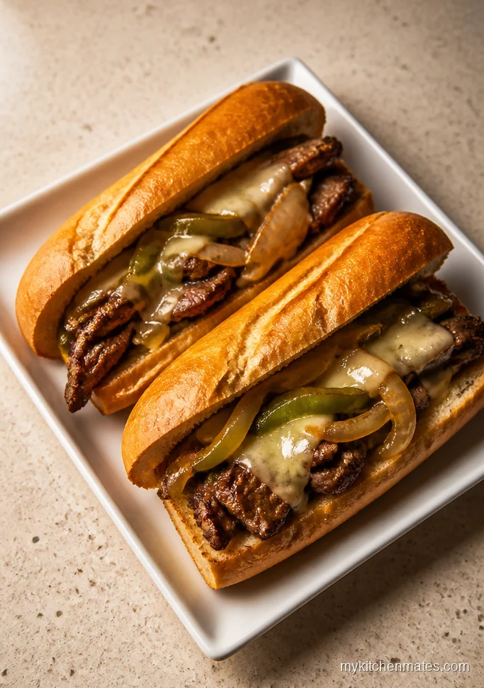 Crockpot Philly Cheesesteak Sirloin Sandwiches