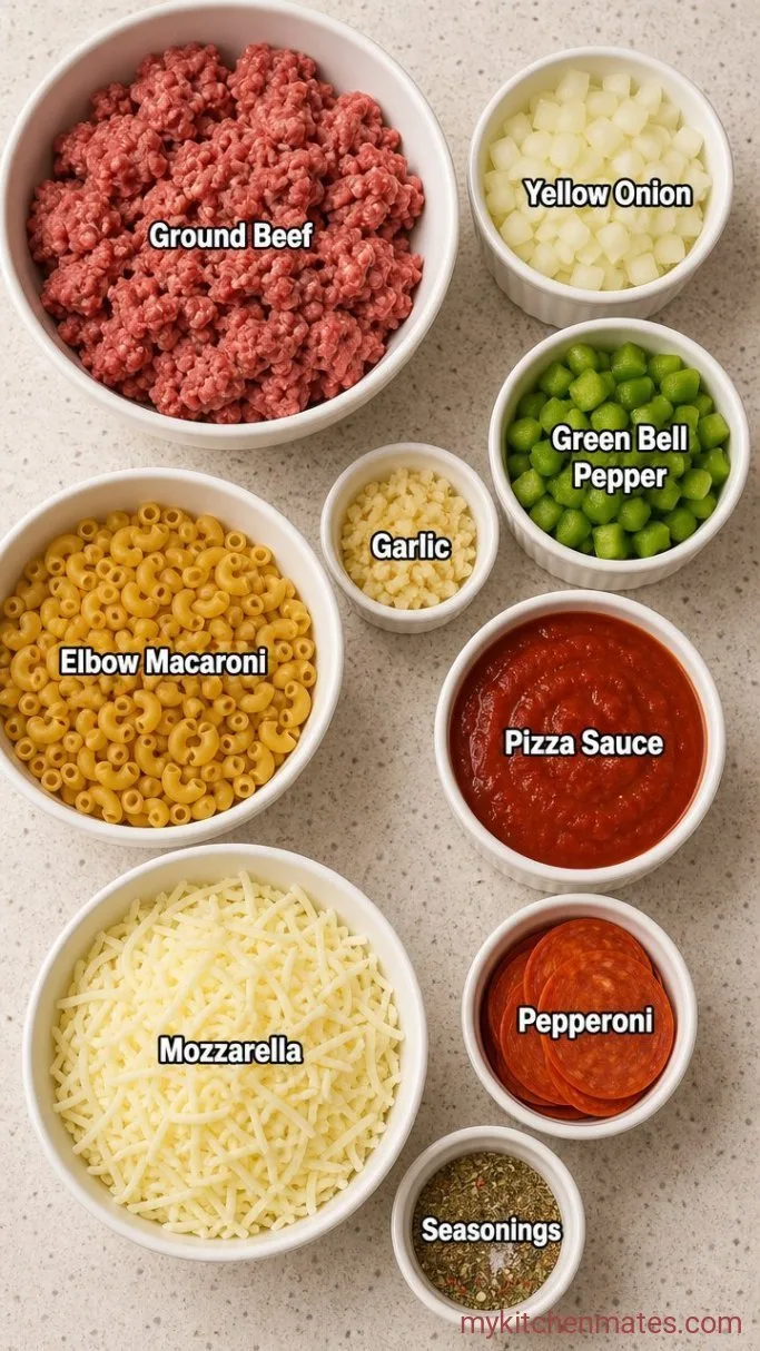 Set-and-Forget Crockpot Pizza Casserole Ingredients