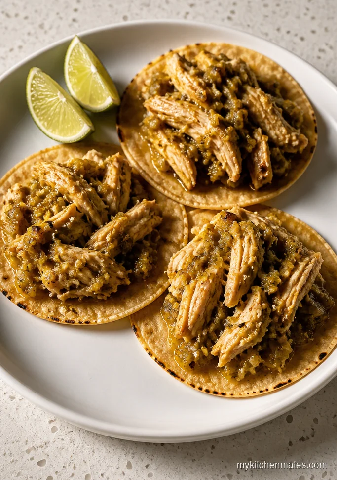 Crockpot Salsa Verde Chicken Tacos