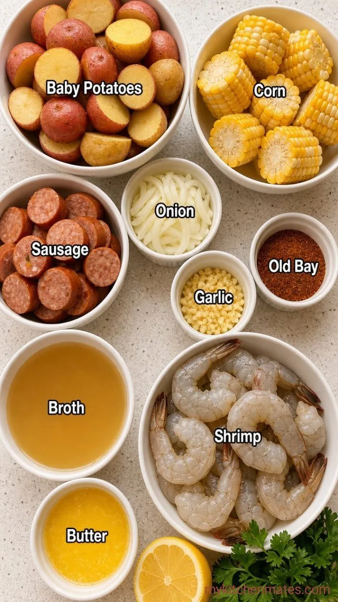 Set-It-and-Forget-It Crockpot Seafood Boil with Garlic Butter Ingredients