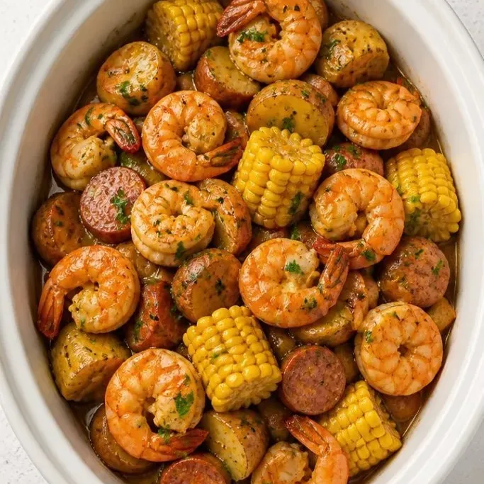 Set-It-and-Forget-It Crockpot Seafood Boil with Garlic Butter Crockpot Seafood Boil
