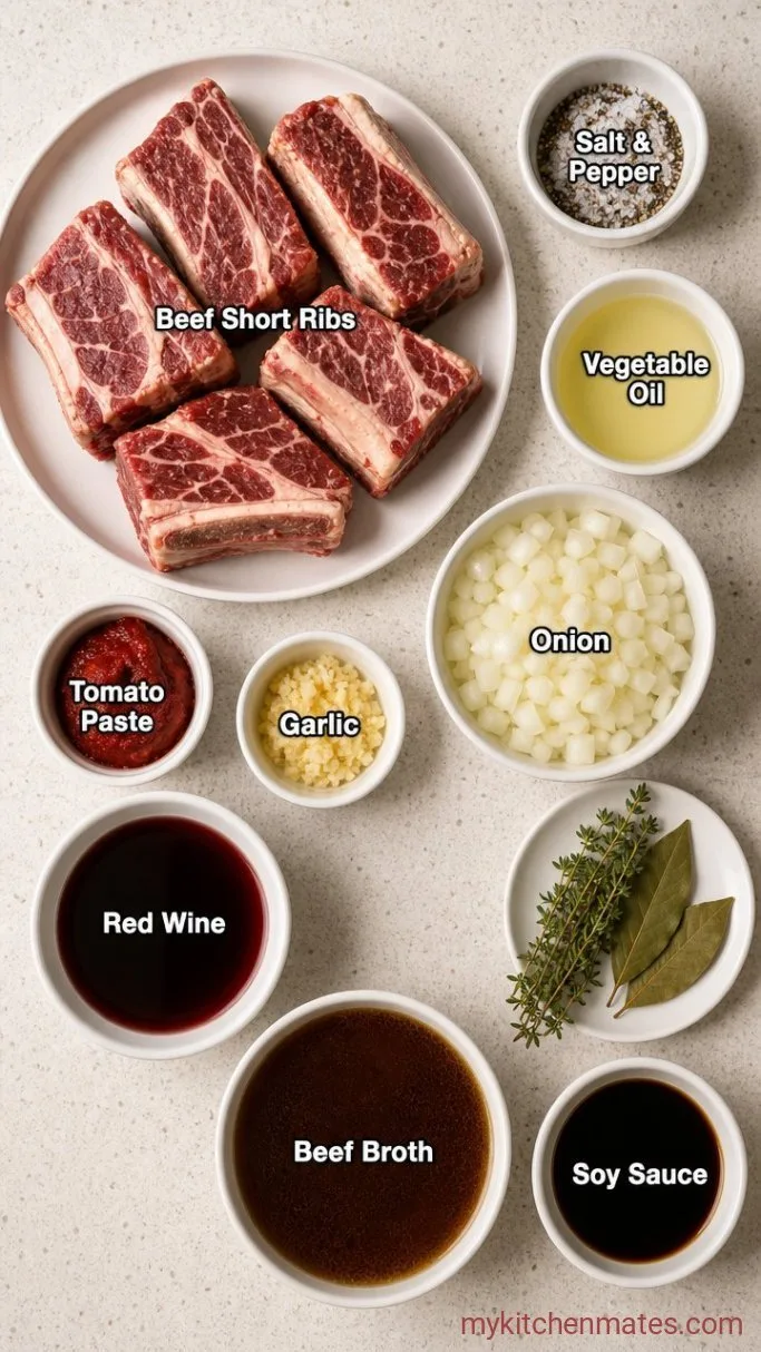 Fall-Apart Crockpot Short Ribs with Rich Gravy Ingredients