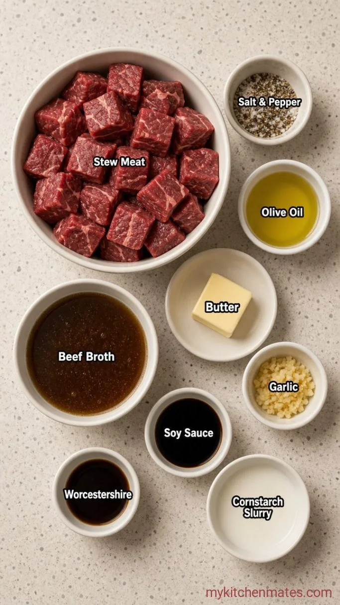 Crockpot Steak Bites with Savory Garlic Butter Sauce Ingredients