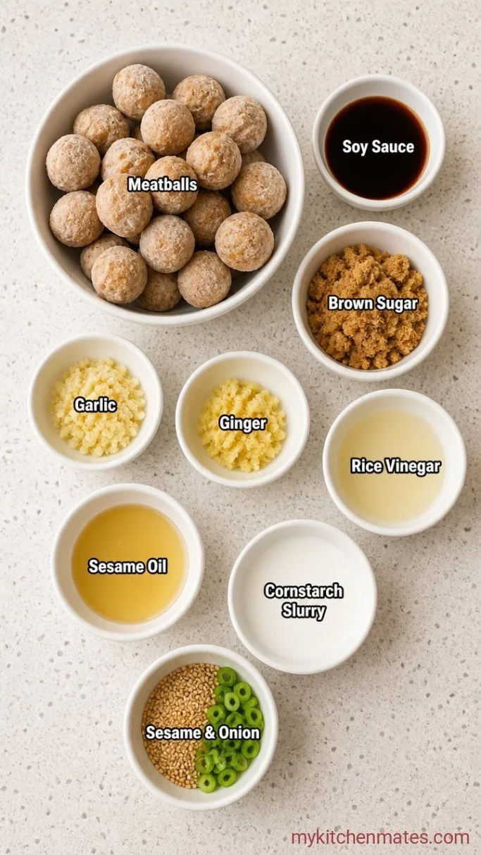 Sticky Slow Cooker Teriyaki Meatballs Ingredients