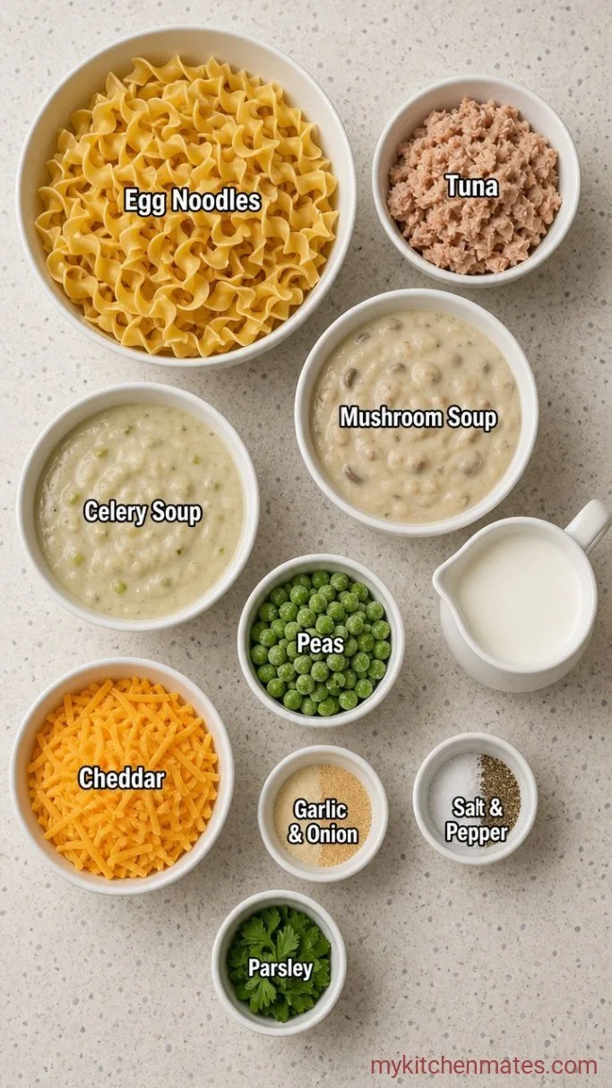 Creamy Crockpot Tuna Noodle Casserole Ingredients