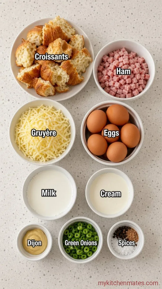 Overnight Croissant Breakfast Casserole Ingredients