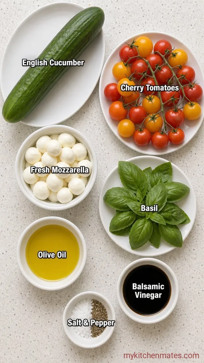 10-Minute Cucumber Caprese Salad Ingredients