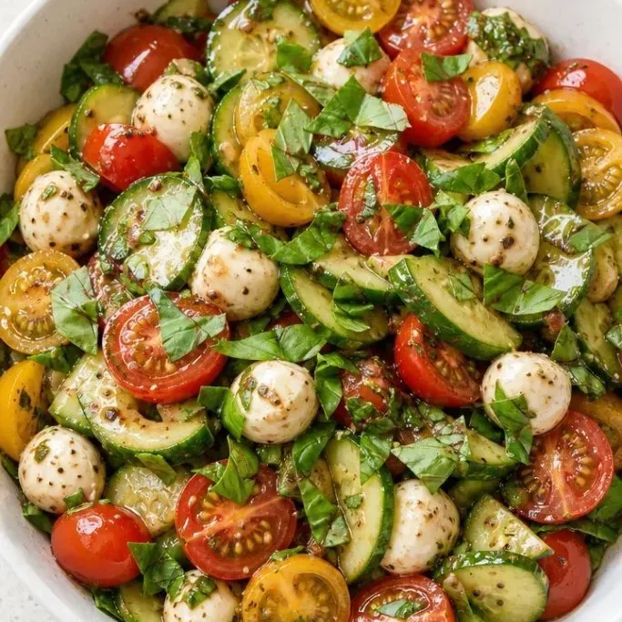 10-Minute Cucumber Caprese Salad Cucumber Caprese Salad