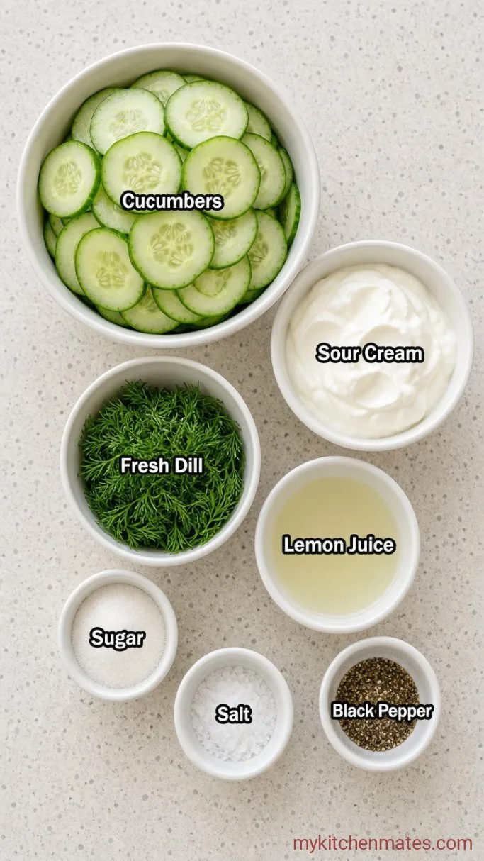 Quick Creamy Cucumber Dill Salad Ingredients