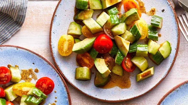 Fresh Cucumber, Tomato & Avocado Salad Food photo of Cucumber, Tomato & Avocado Salad