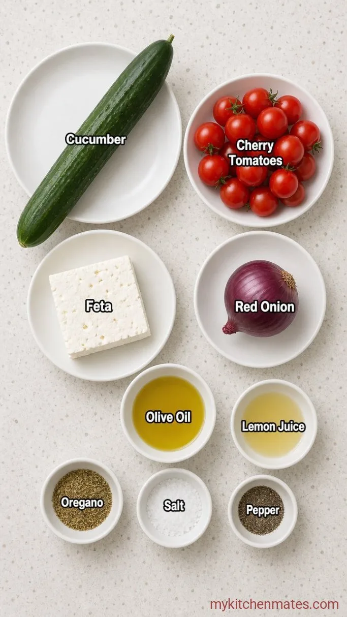 Quick and Refreshing Cucumber Tomato Feta Salad Ingredients