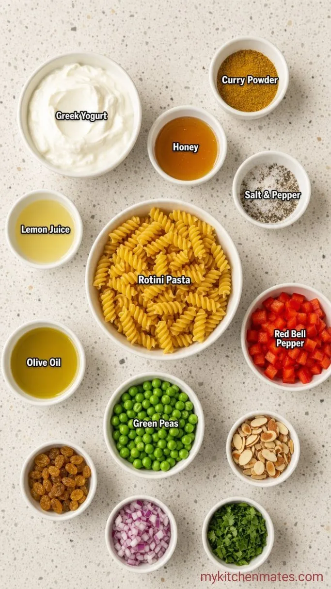 30-Minute Curry Pasta Salad with Creamy Yogurt Dressing Ingredients