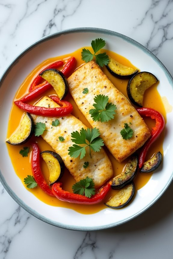curry flavored tilapia with vegetables