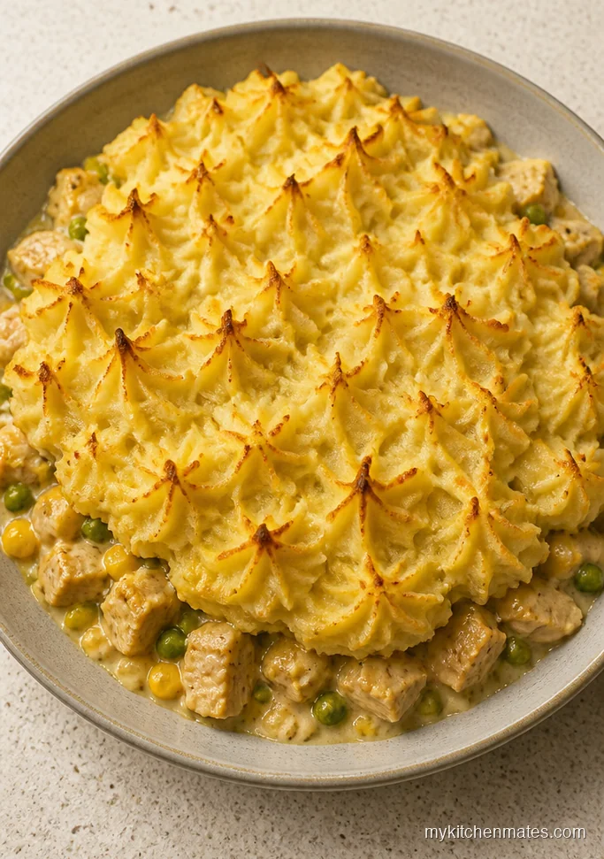 Dairy Free Chicken and Corn Pot Pie with Mashed Potato Crust