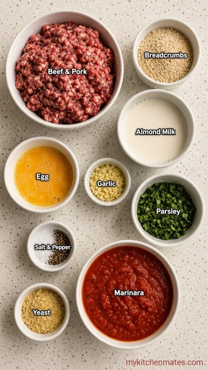 Juicy Dairy-Free Meatballs (No Cheese, No Milk) Ingredients