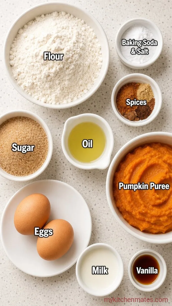 Moist and Spiced Dairy Free Pumpkin Bread Ingredients