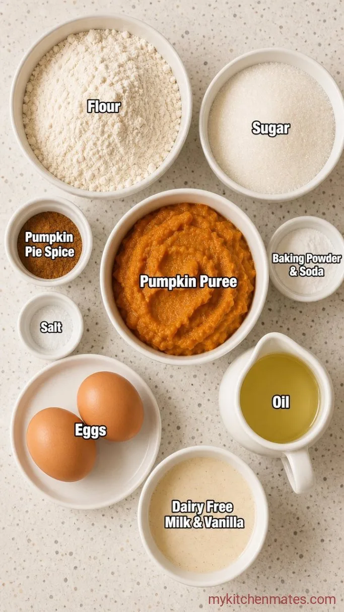1-Bowl Dairy Free Pumpkin Muffins Ingredients