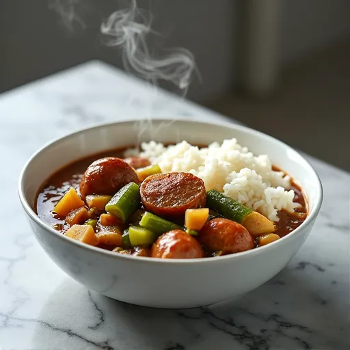 Dark Roux Chicken and Sausage Gumbo