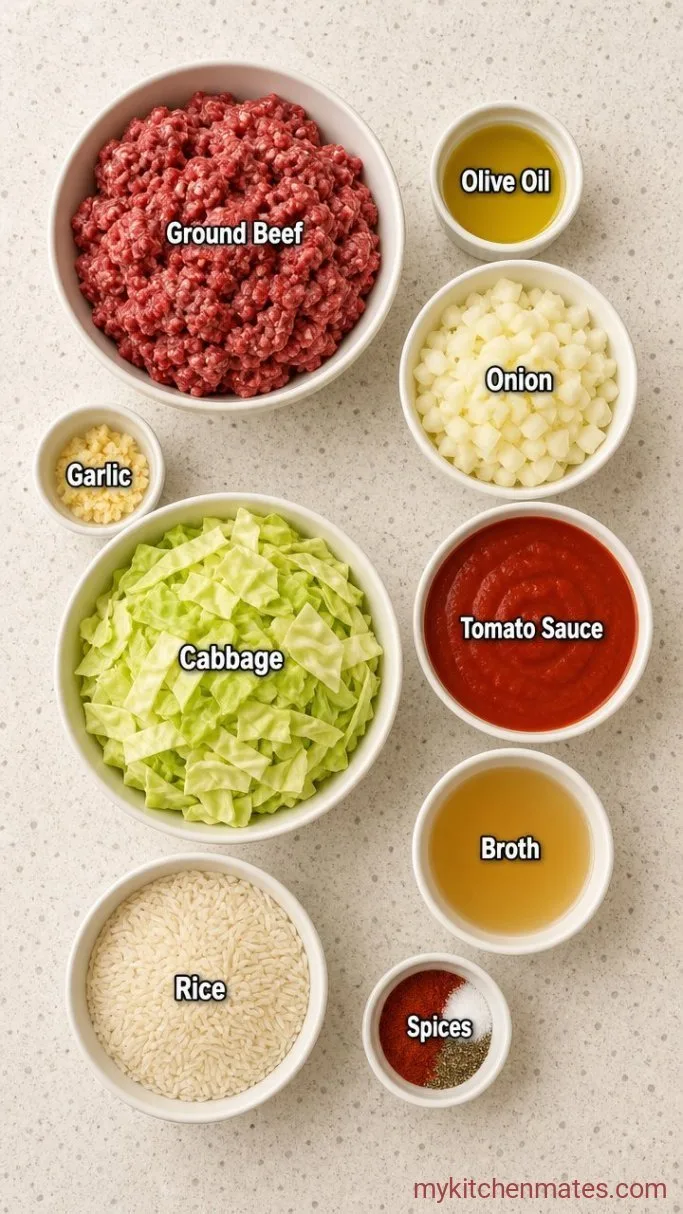 Easy One-Pot Deconstructed Cabbage Rolls Ingredients
