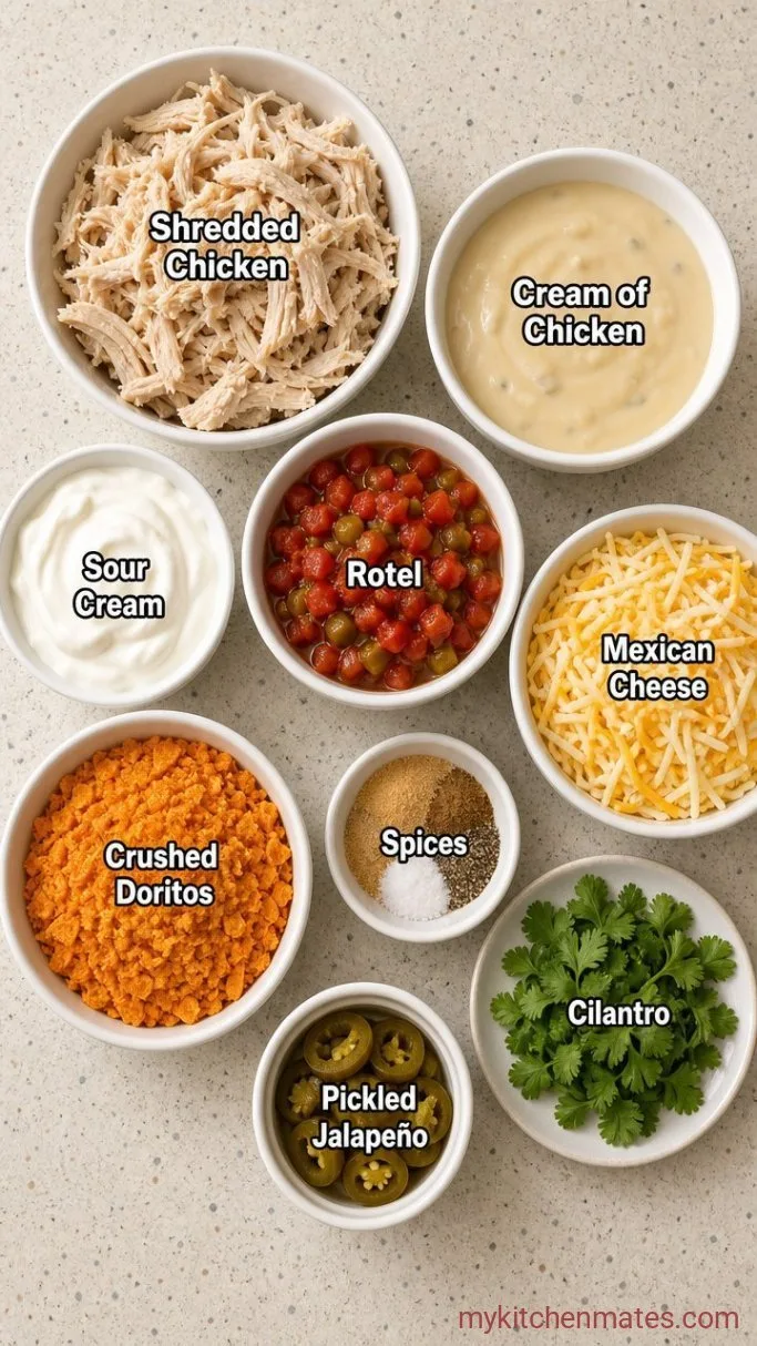 30-Minute Cheesy Dorito Chicken Casserole Ingredients