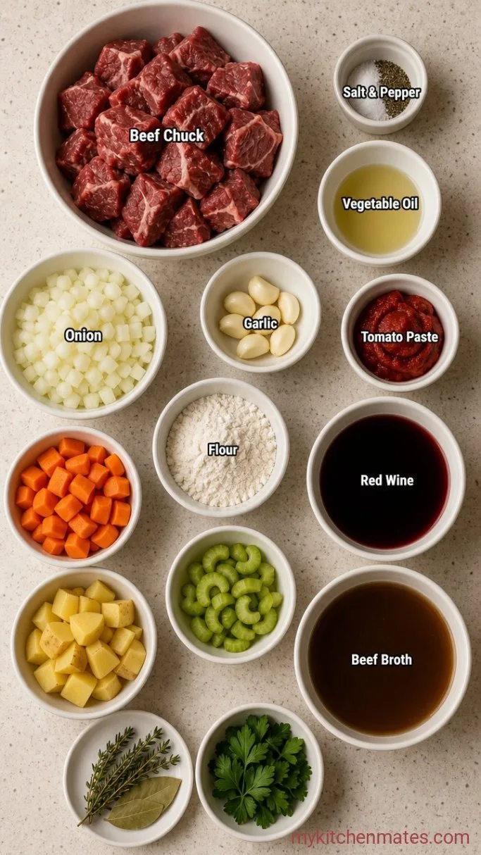 Dutch Oven Beef Stew (Oven-Braised for Fall-Apart Beef) Ingredients