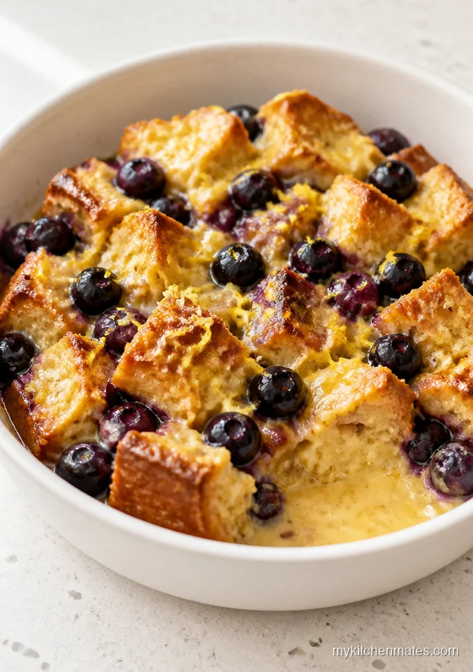 Dutch Oven Lemon Blueberry Bread Pudding