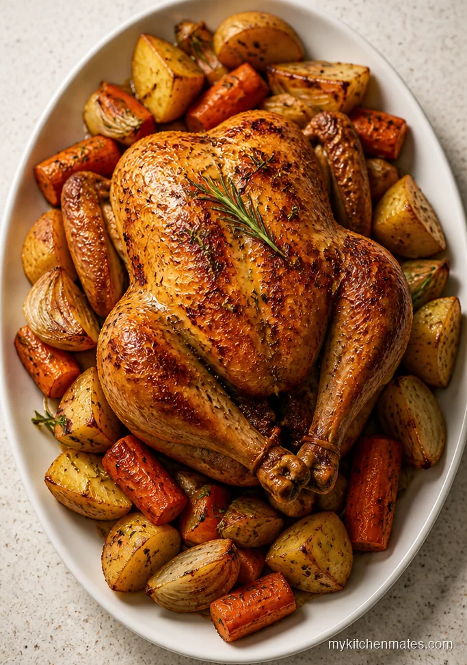 Dutch Oven Whole Chicken with Root Vegetables