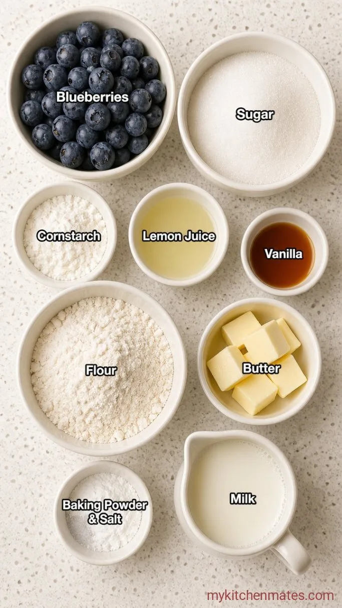 Easy Blueberry Cobbler with Fluffy Biscuit Topping Ingredients
