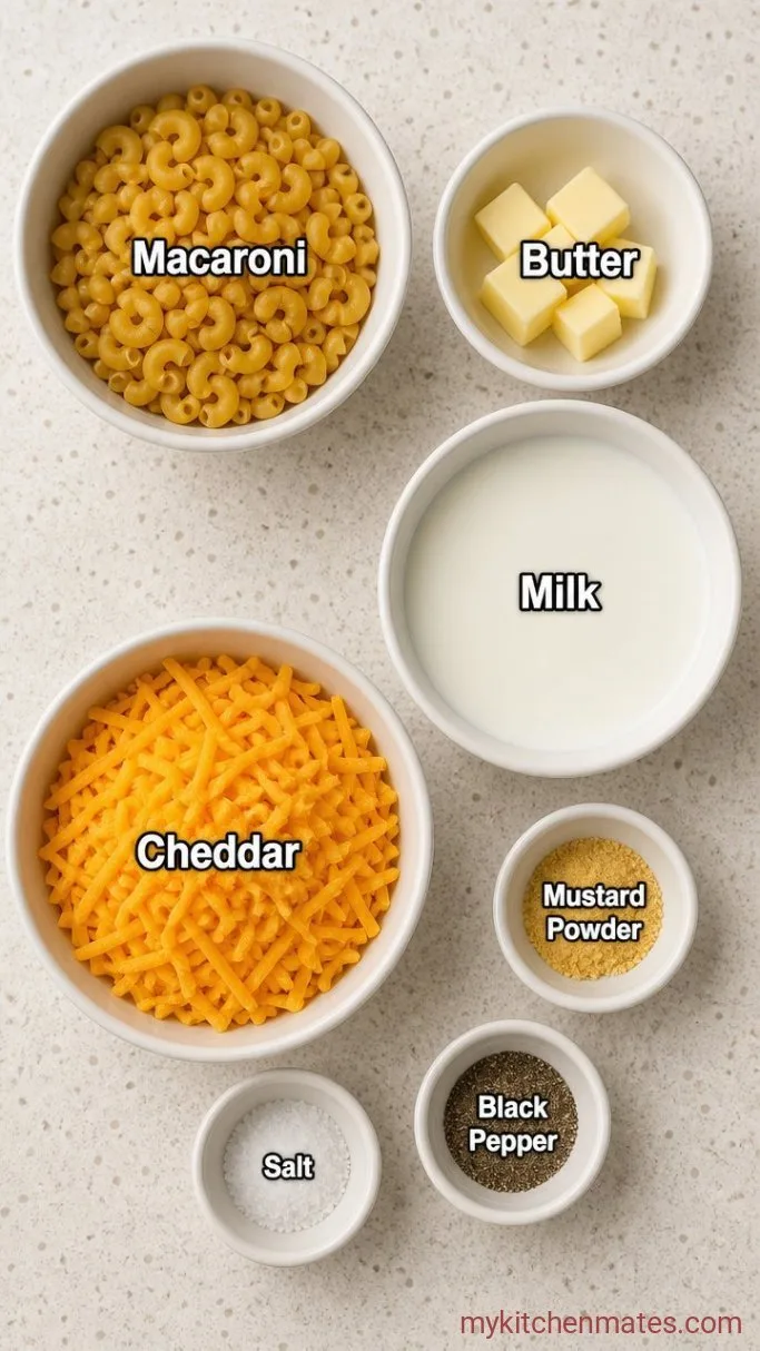 Creamy 5-Ingredient Macaroni and Cheese Ingredients