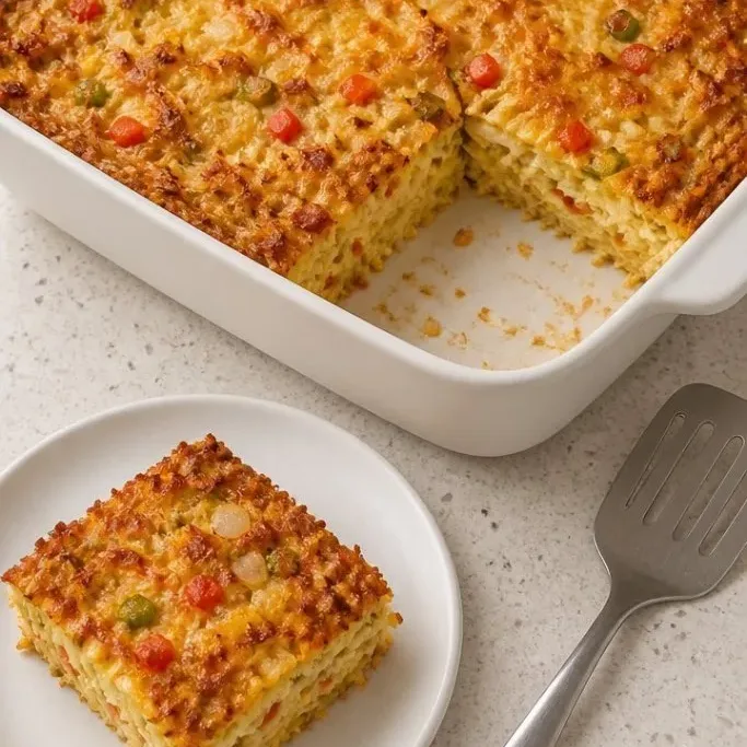 One-Dish Cheesy Hashbrown Egg Bake Egg Bake with Hashbrowns
