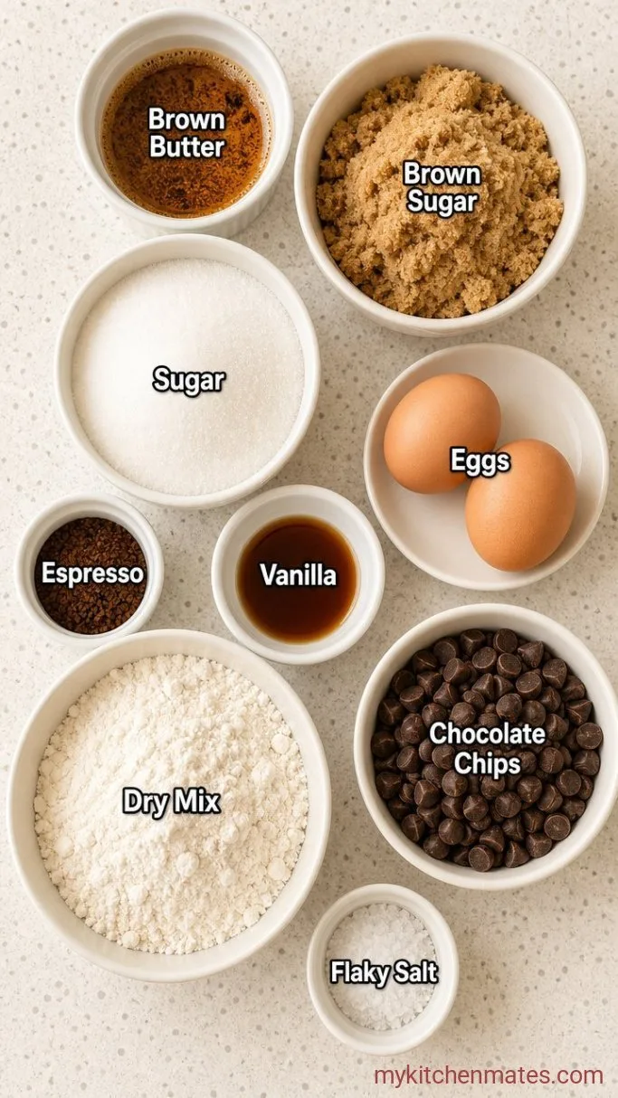 Crispy and Chewy Espresso Chocolate Chip Cookies Ingredients