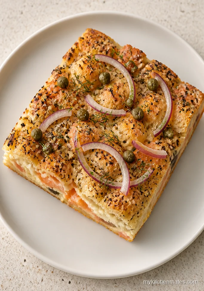 Everything Bagel Smoked Salmon Strata