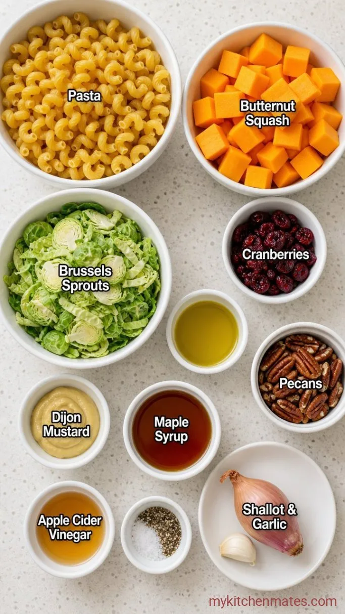 Roasted Fall Harvest Pasta Salad with Maple Dijon Dressing Ingredients