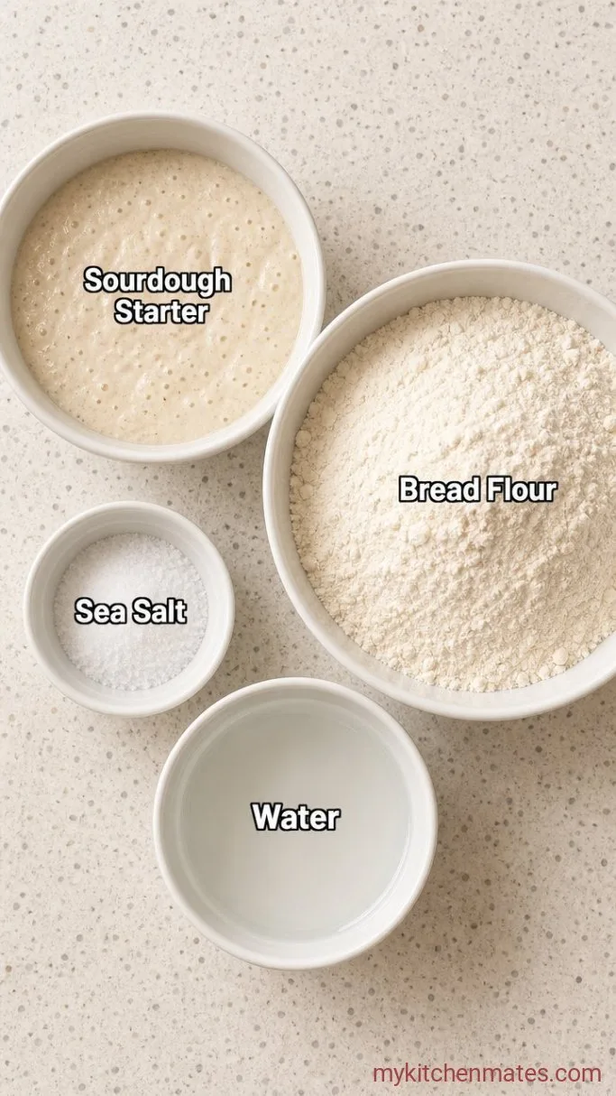 Simple No-Knead Farmhouse On Boone Sourdough Bread Ingredients