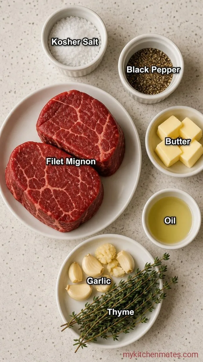 Cast Iron Filet Mignon with Garlic Butter Ingredients